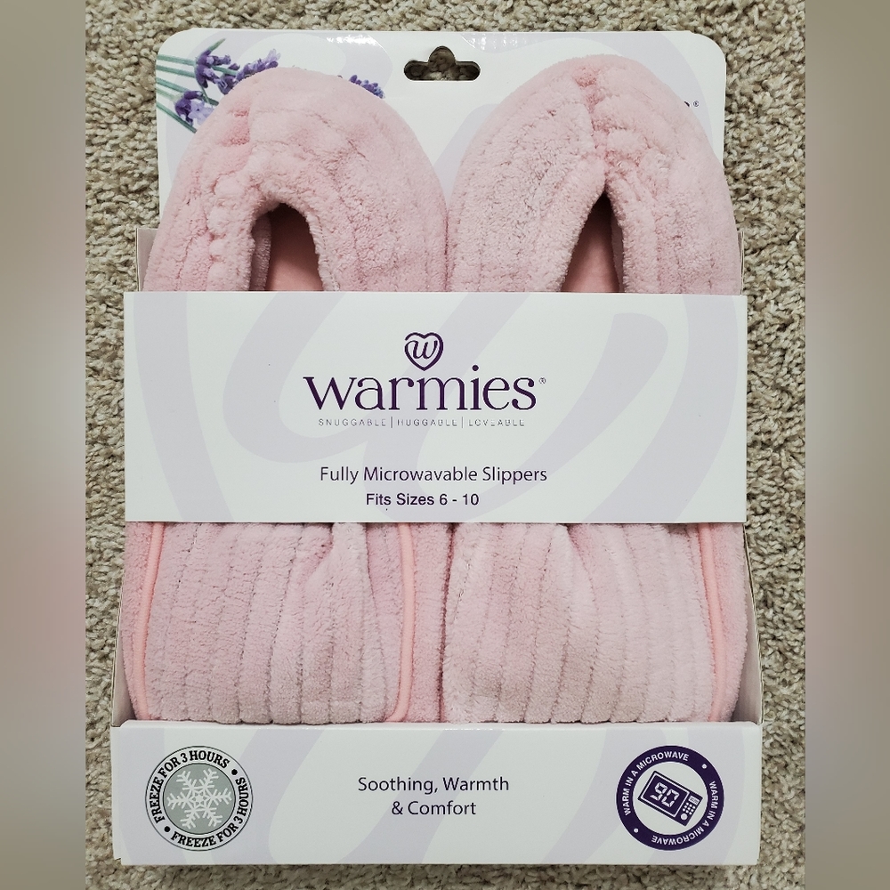 Warmies slippers pink, fully microwavable slippers, fits sizes 6-10, Great Gift!